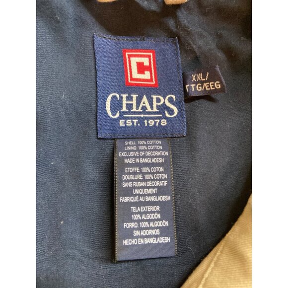 Vintage CHAPS Harrington  Zip-Up Jacket XXL Beige XXL Cotton Windbreaker Y2K - Picture 3 of 8